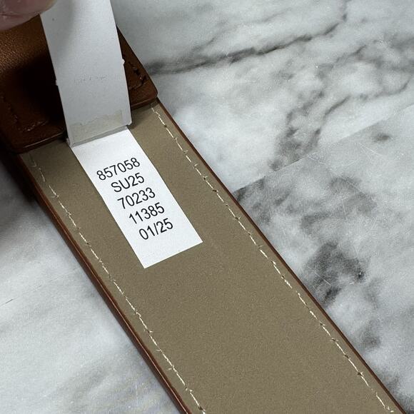NWT Ann Taylor Two Tone Brown Natural Linen Belt Size XL Gold Tone Buckle Resort - Picture 4 of 16
